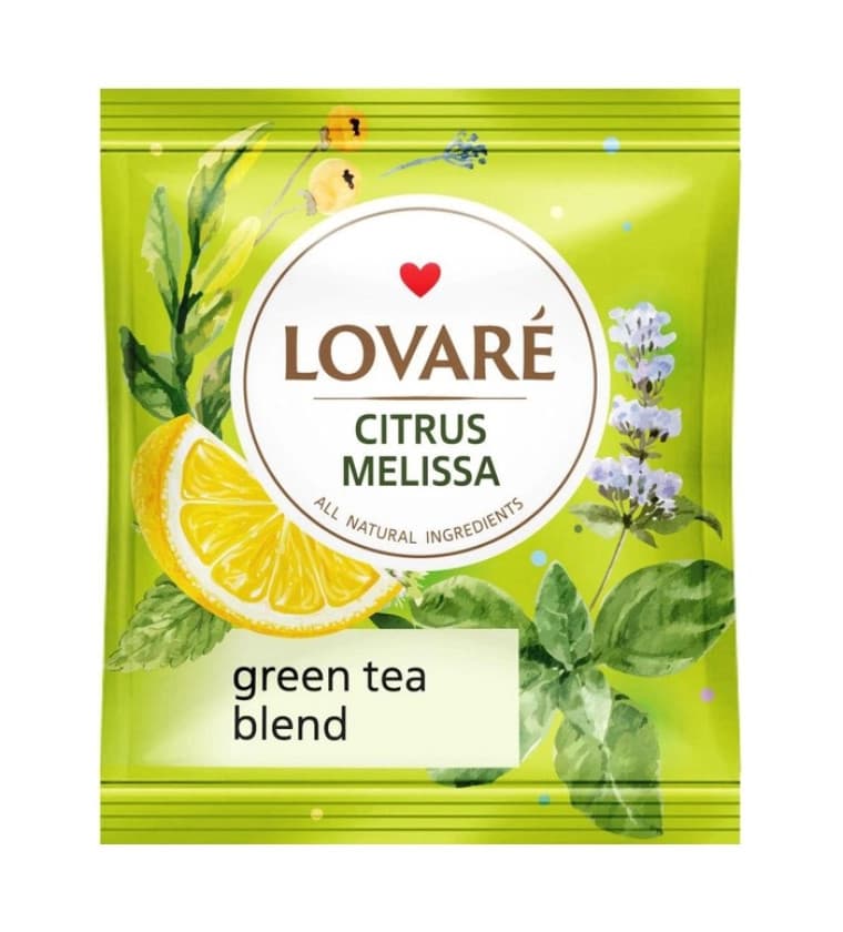 Зображення Чай "Citrus melissa" Lovare 50 пак. купаж  зеленого та трав'яного чаю № 2