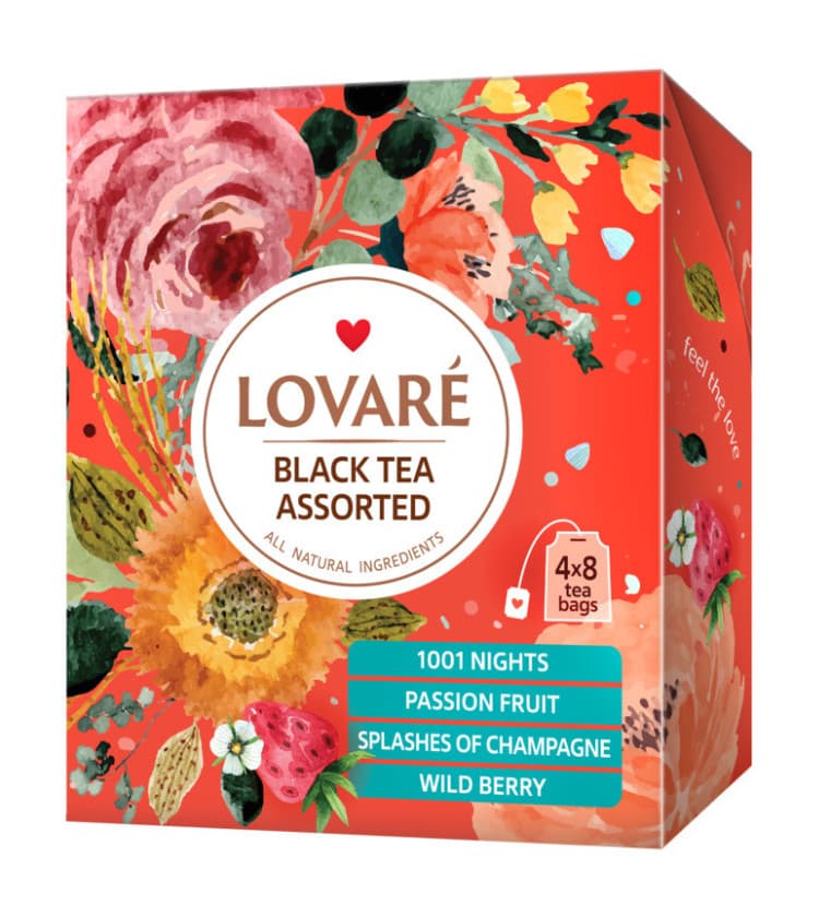 Зображення Чай "Black tea Assorted" Lovare 32 пак. № 1