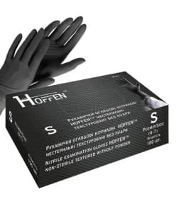 Рукавички нітрилові S чорні Hoffen 100 шт