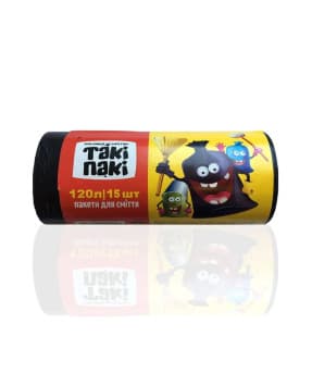 Пакети для сміття Такі Пакі 120 л.(15шт.), 25 мкм.