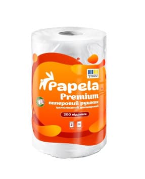 Паперовий рушник 200 відривів рулонний Papela Premium двошаровий 1шт
