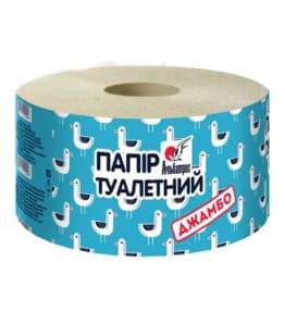 Туалетная бумага Большая Джамбо однослойная серая макулатурная с тиснением 120 м. в рулоне 1 шт.
